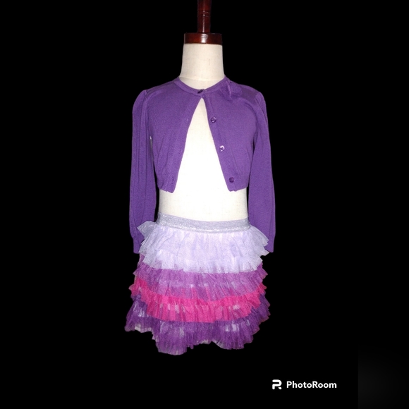 Children's Place 2pc set Ruffle Tutu & Cardigan Pinks & Purples Sz 4T - Picture 1 of 8